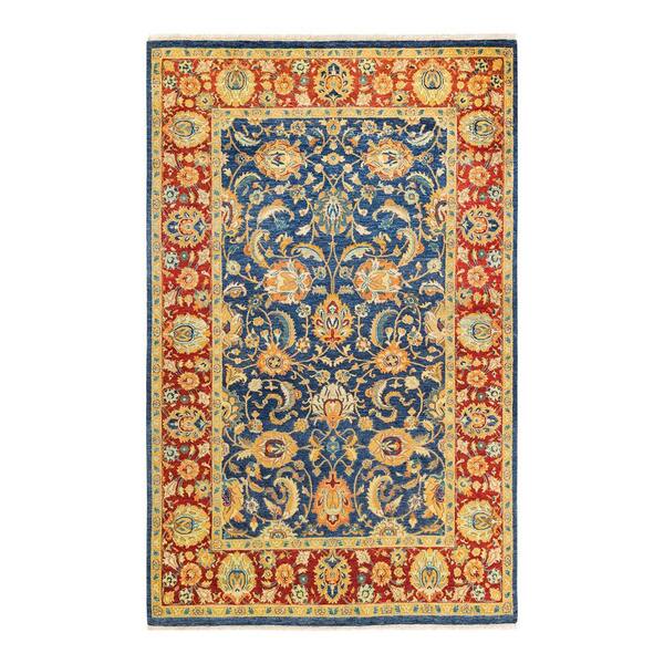 Solo Rugs Mogul One of a Kind Traditional Blu 4 ft. 7 in. x 7 ft. 3 in. Floral Area Rug