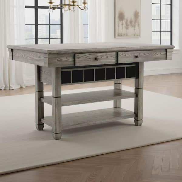 Yani 36 in. H Gray Rectangular Bar Table Seats 4