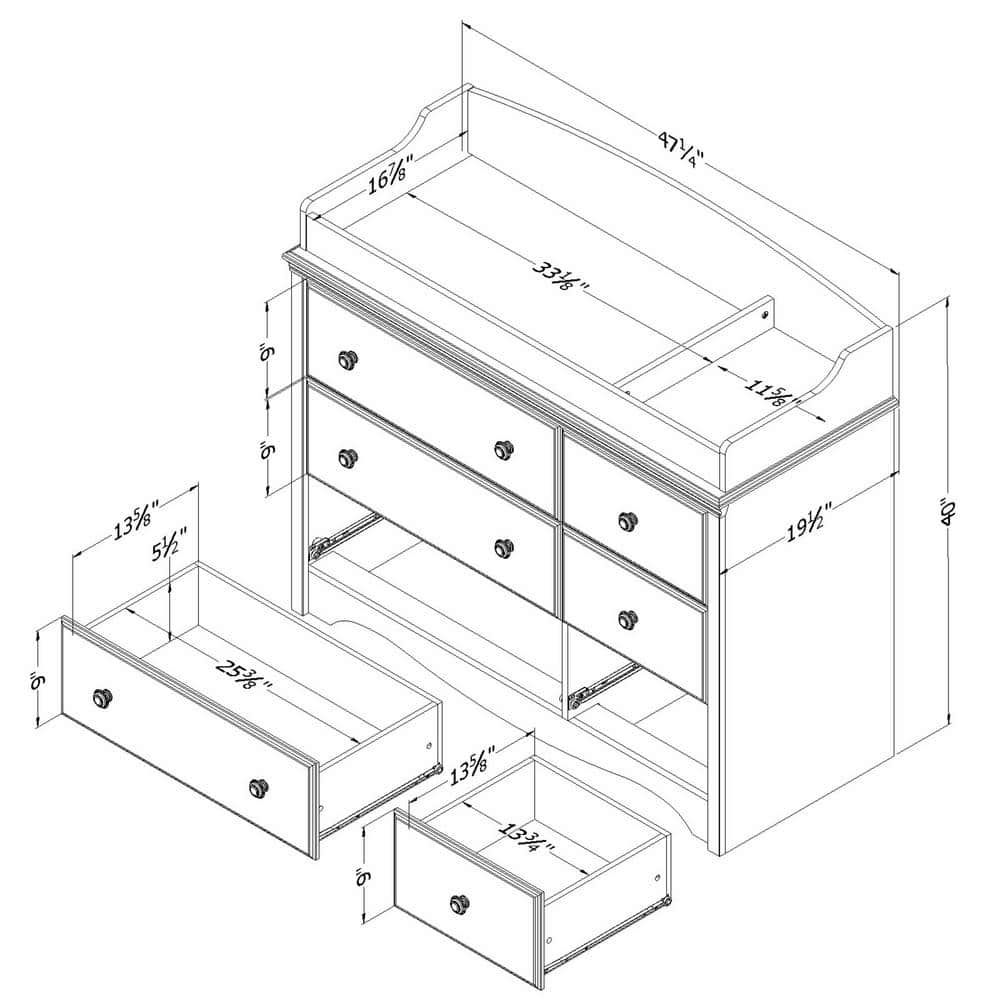 Weathered Oak 6-Drawer Changing Table Dresser