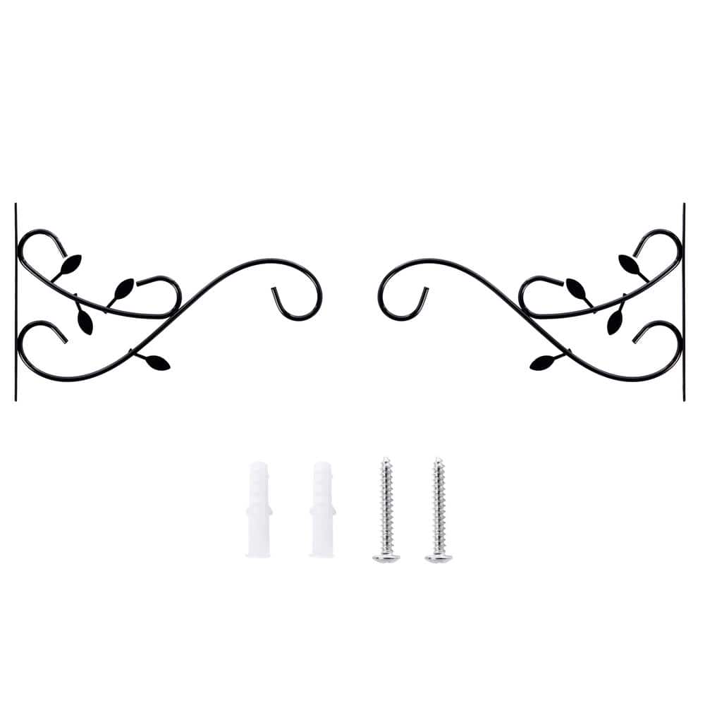 Black Decorative Metal Wall Mounted Plant Hook Set