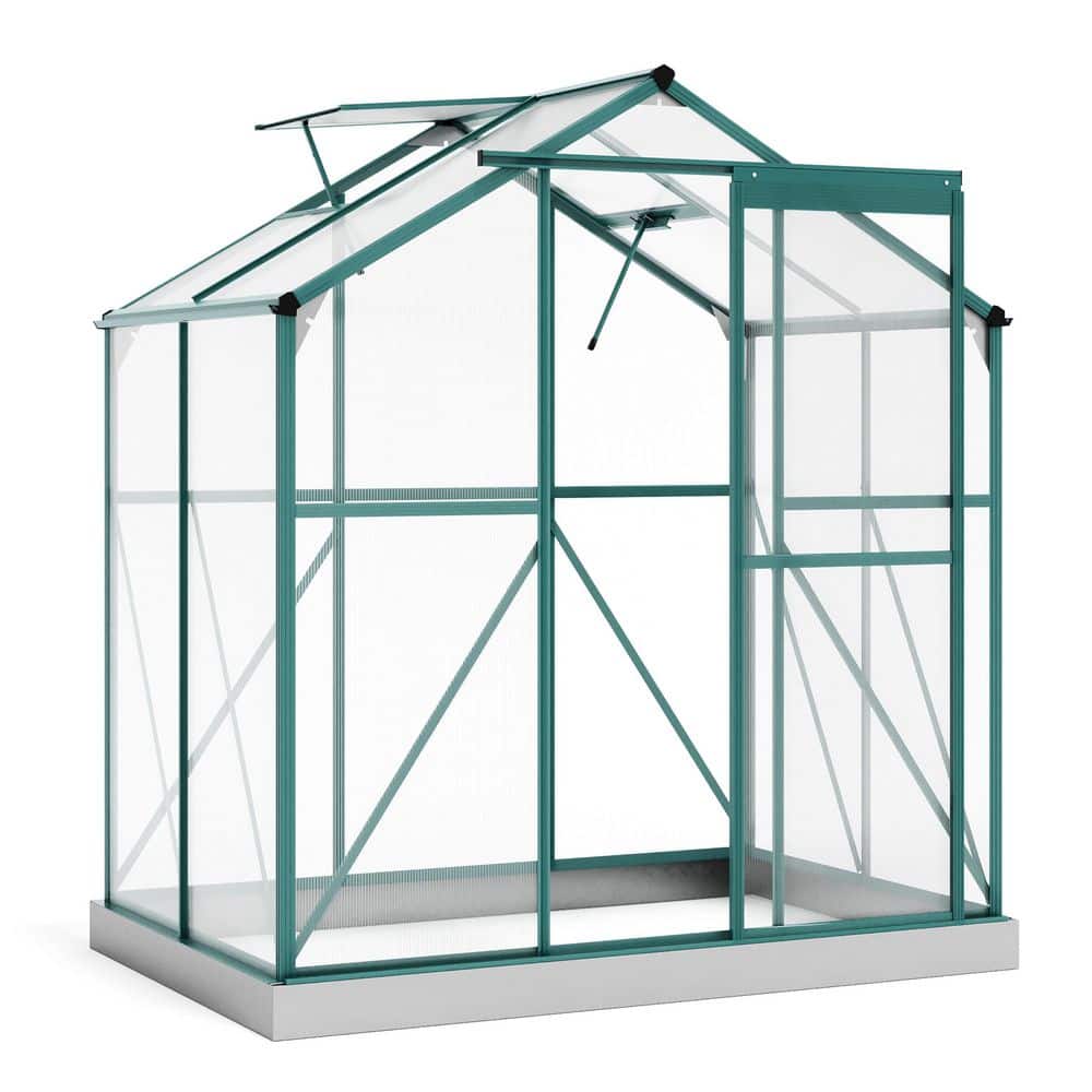 Outdoor Patio 6.2 ft. W x 4.3 ft. D Greenhouse, Walk-In Polycarbonate Green