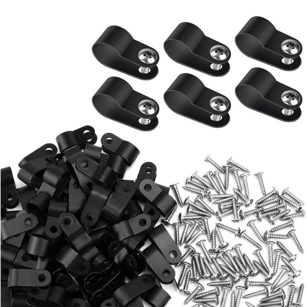 Aeaocvo 50 Stück Schwarze R-Kabelklemmen, 0.25 Zoll Nylon Kabelhalter