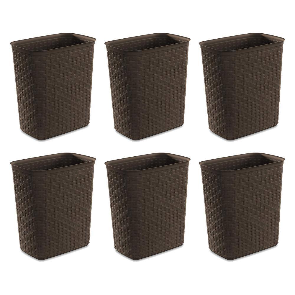 UPC 193802122183 product image for Sterilite Brown Weave 5.8 Gal. Plastic Home/Office Wastebasket Trash Can (6-Pack | upcitemdb.com