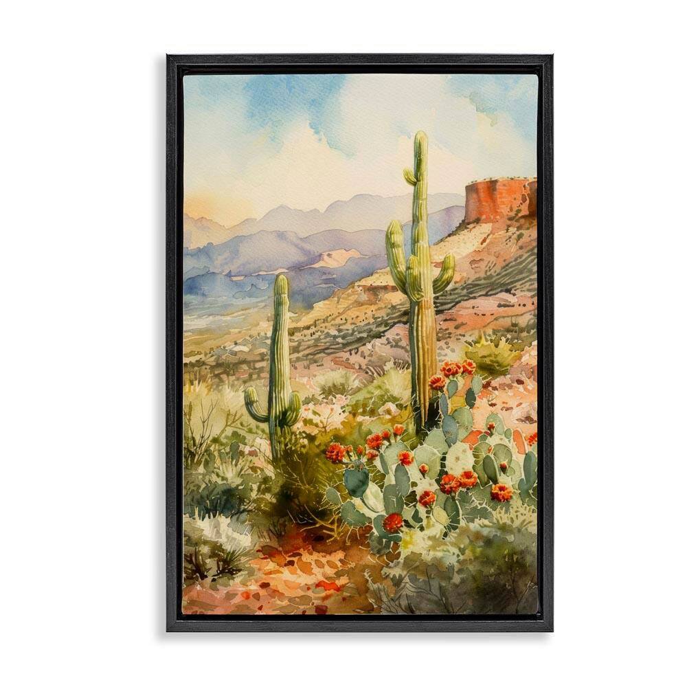 Standing Tall Cacti Nature by LSR Design Studio Black Floater Frame Nature Graphic Art Print 31 in. x 21 in. price history on PriceWatchPro