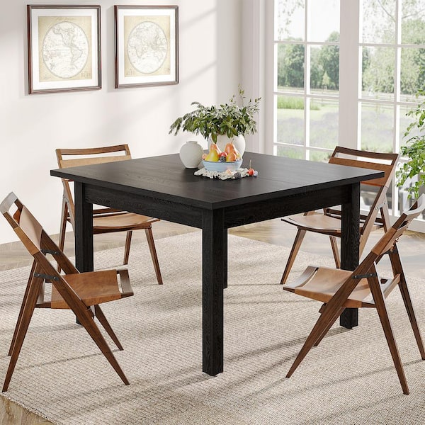 Roesler Black Wood Top 39.4 in. Solid Wood 4 Legs Modern Dining Table Kitchen Table for 4
