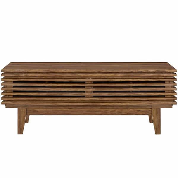 MODWAY Render 46 in. Walnut Wood TV Stand Fits TVs Up to 50 in. with Adjustable Shelves