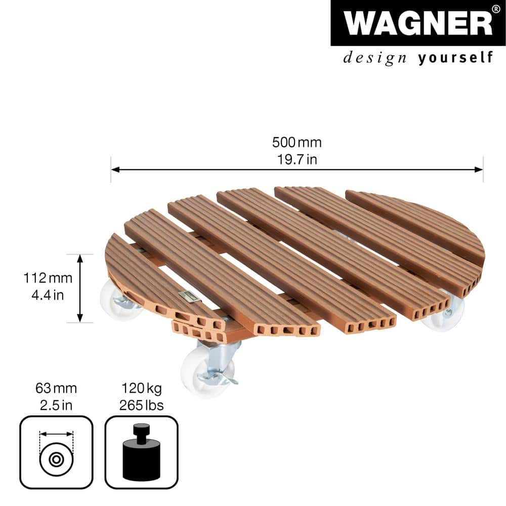 20" Terra Cotta Wood Plastic Composite Round Plant Caddy