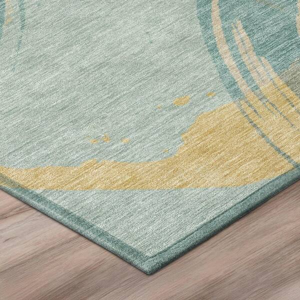 Chantille Machine Washable Indoor/Outdoor Abstract ACN3013 Teal 9 ft. x 12 ft. Area Rug