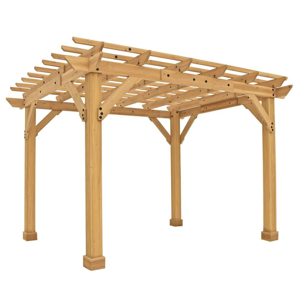 Yardistry 10 ft. x 12 ft. Meridian Pergola with Natural Cedar Stain ...