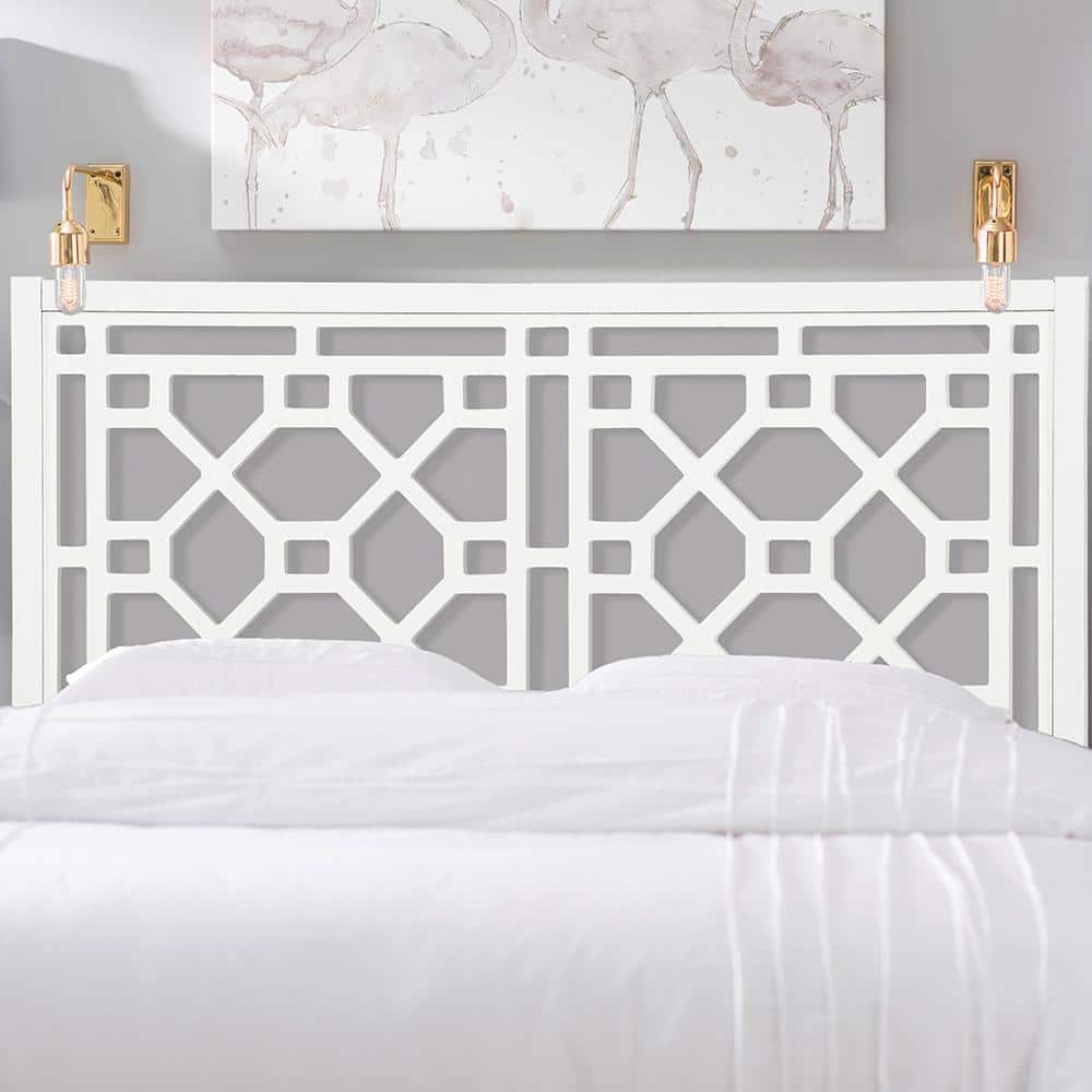 Thomas Chippendale White Adjustable Full/Queen Wood Headboard
