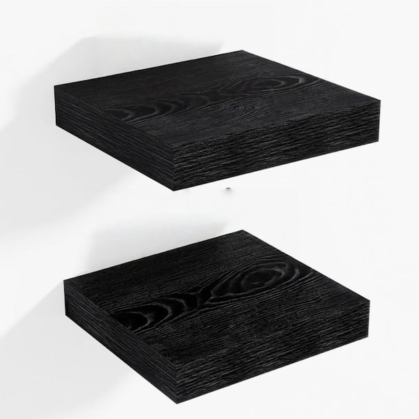 12 in.W x 12 in.D Floating Shelves,Long Wall Shelf,Rustic Wood Wall Shelves,Black,2Pack