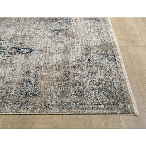 Rhye Greige 5 ft. x 8 ft. Vintage Medallion Area Rug