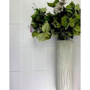 Italian Style Large Format Subway 3 in. x 3 in. Glossy White Textured Glass Tile Sample