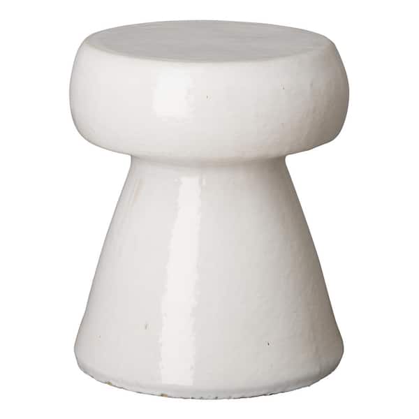Emissary Portobello 18 in. H White Round Ceramic Garden Stool