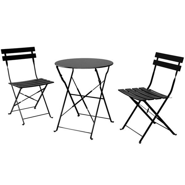Unbranded Black 3-Piece Steel Outdoor Bistro Sets