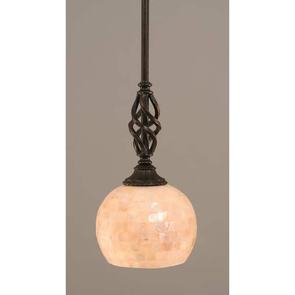 Unbranded Bridgewater 100 W 1-Light Dark Granite Standard Mini Pendant Light with Glass Shade