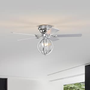 52 in. Smart Indoor/Outdoor Chrome Standard 3-Speeds Ceiling Fan with Light and Remote