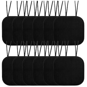Honeycomb Memory Foam Square 16 in. x 16 in. Non-Slip Back Chair Cushion with Ties (12-Pack), Black