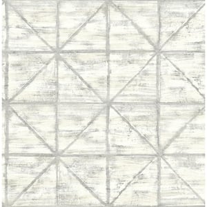 Ness Distressed Geo Metallic Pearl and Gray Paper Strippable Roll (Covers 56.05 sq. ft.)