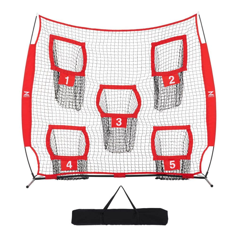 Football Throwing Net, 7 ft. x 7 ft. Football Training Equipment with 5 Tar