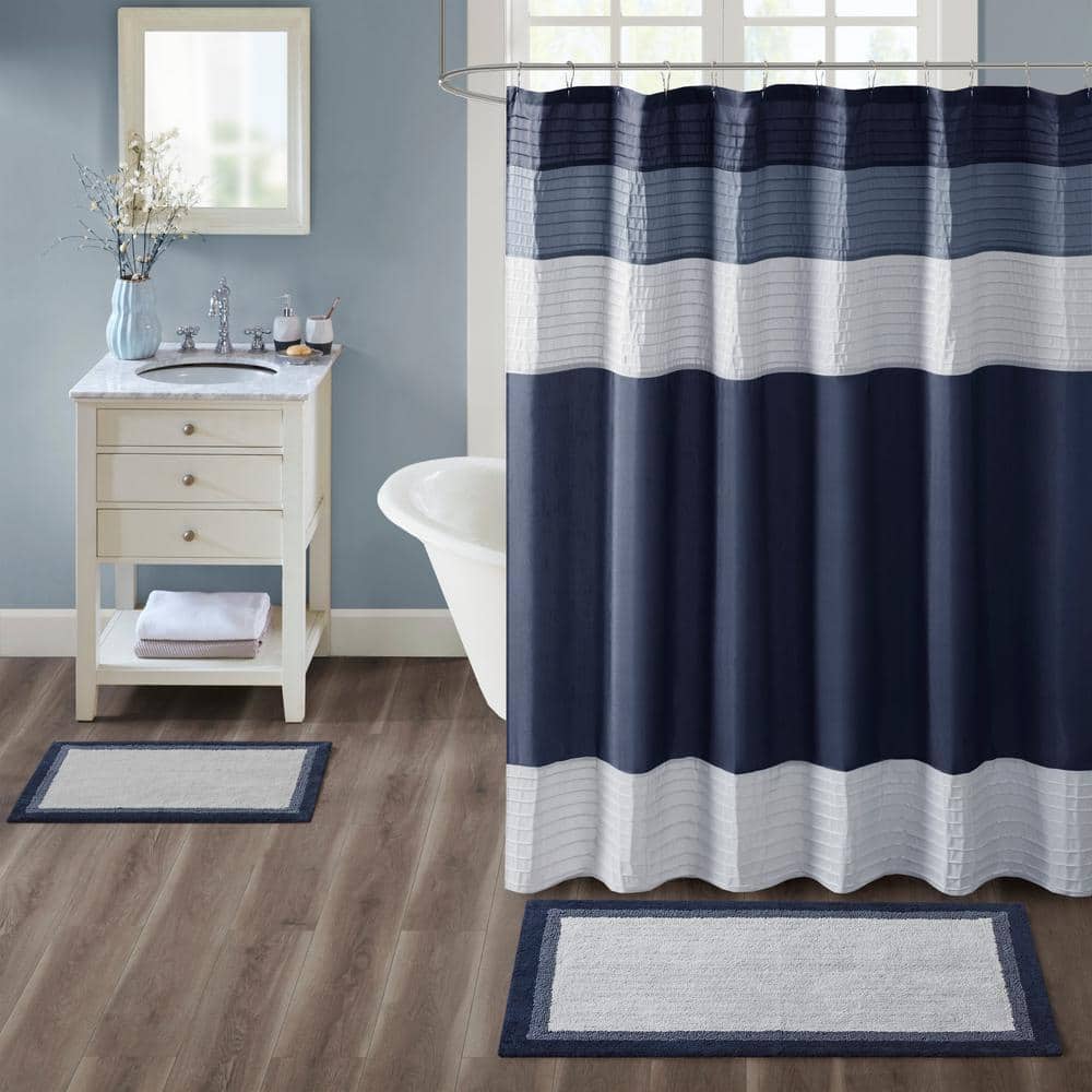 Salem Navy Tufted Cotton Bath Rug 20x30"