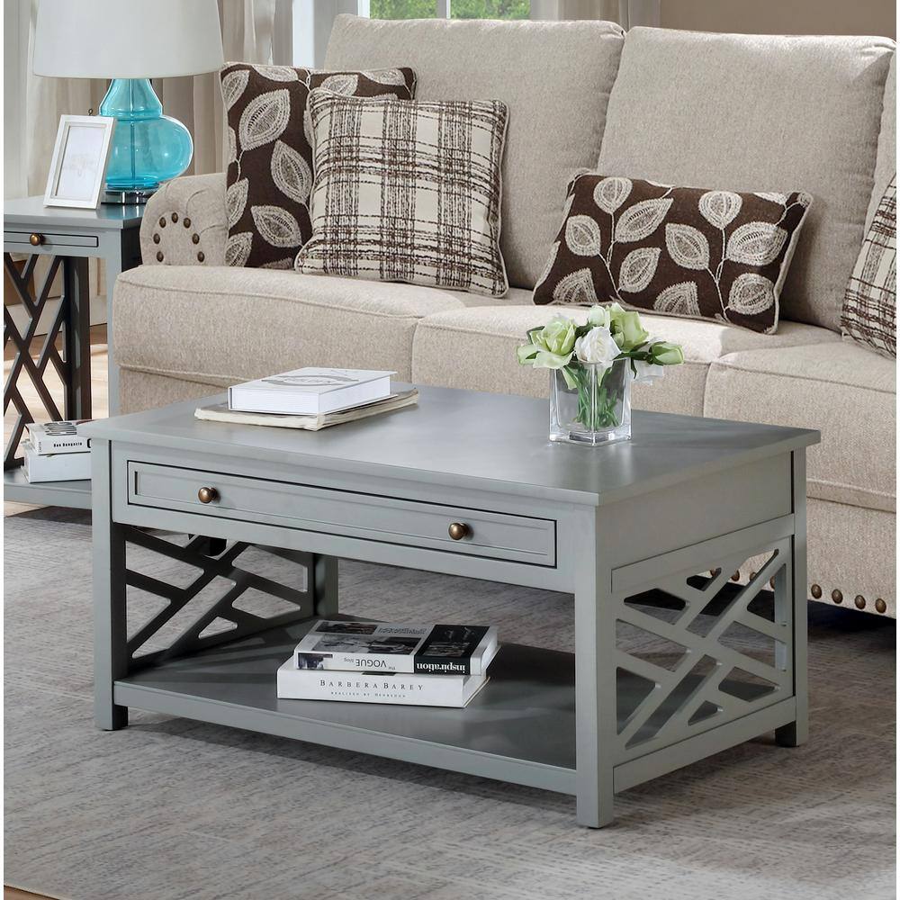 Coventry Dove Gray 36" Wood Coffee Table with Storage Drawer