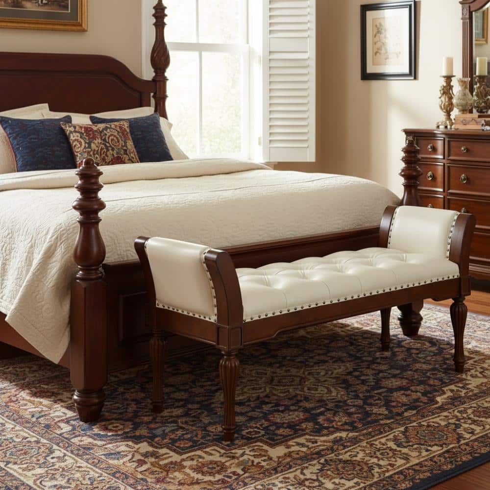 54 in. W Beige Bench with Plush Cushion, Button Tufted price history on PriceWatchPro