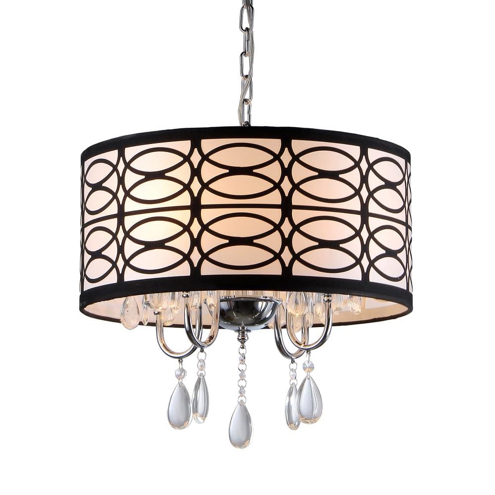 Roxanne 18" Chrome Drum Chandelier with Clear Glass Accents