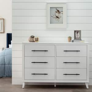 Emery 6-Drawer White Dresser (36 in. H x 55 in. W x 16 in. D)