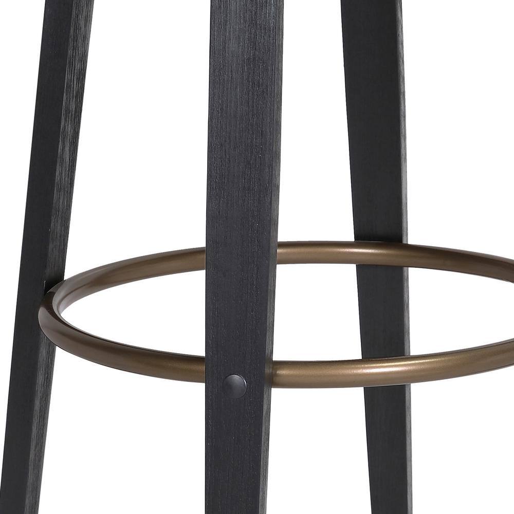 Adjustable Black Faux Leather Swivel Bar Stool with Walnut Wood