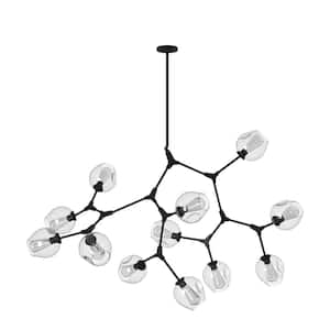 Organic 12-Light Black Sputnik Chandelier with Glass Shades