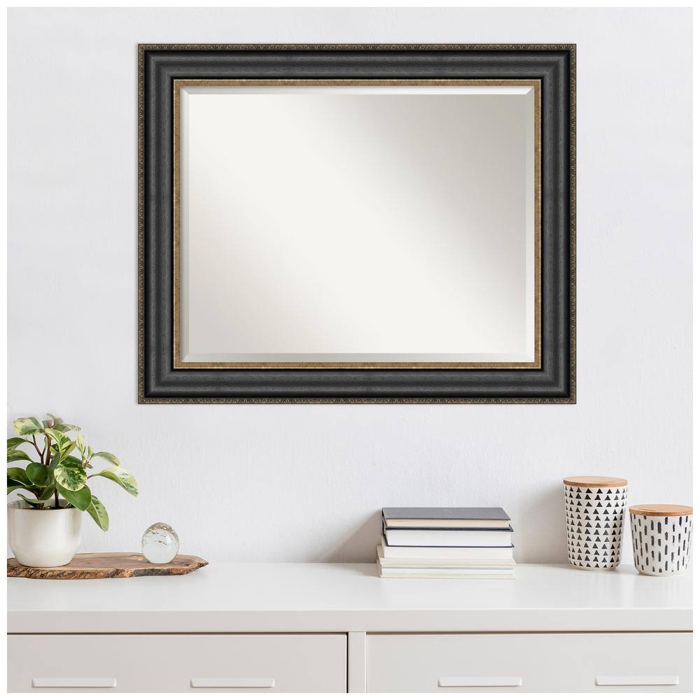 Thomas Black Bronze Rectangular Wall Mirror with Wood Frame