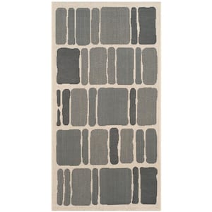 Martha Stewart Beige/Anthracite Doormat 3 ft. x 5 ft. Geometric Indoor/Outdoor Patio Area Rug