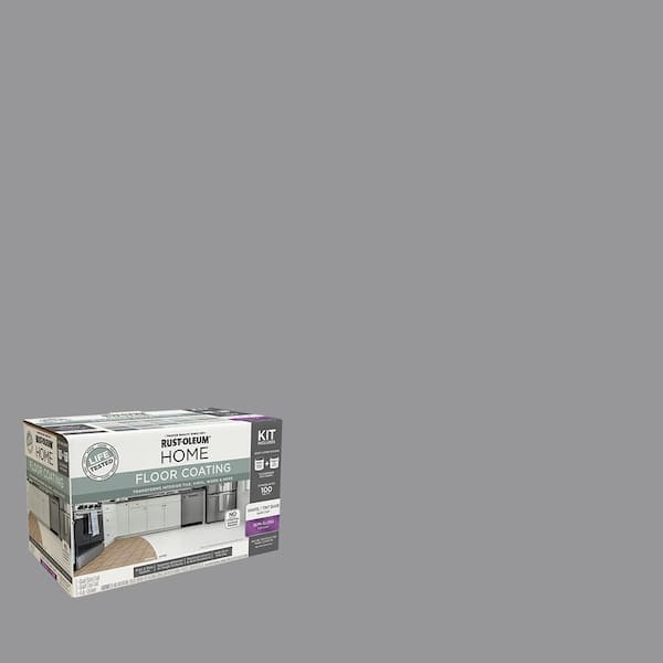 Rust-Oleum Home 1 qt. Aged Gray Interior Floor Base Semi-Gloss Clear Coating Kit