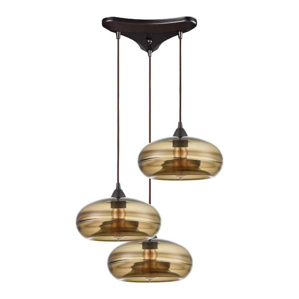 Titan Lighting Holtville 3-Light Oil Rubbed Bronze Mini Pendant Light with Glass Shade