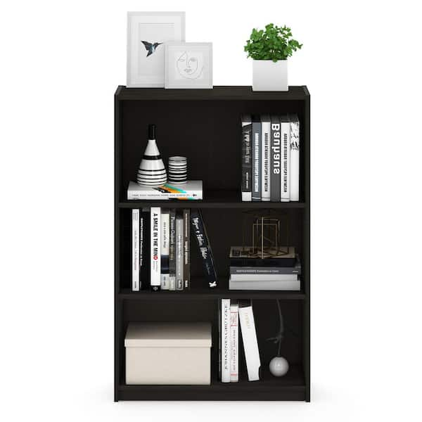 Furinno 40.3 in. Espresso Wood 3-shelf Standard Bookcase with