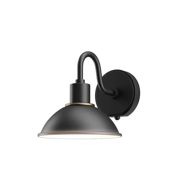 Bolding 9 in. Plug and Play 1-Light Textured Black Outdoor Barn Light Sconce with SkyPlug