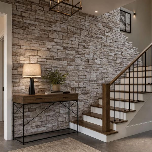 10-Piece Rock Peel and Stick 3D Faux Stone Wall Panel, 3D Brick Wallpaper, Foam Brick Self-Adhesive Wall Panel