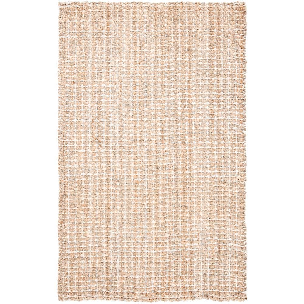 Ivory and Natural Hand-Woven Wool 8' x 10' Area Rug
