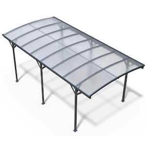 19 ft. x 10 ft. Grey Durable Metal Aluminum Polycarbonate Arch Roof Carport for Driveway and Outdoor Parking Protection