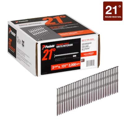3-1/4 in. x 0.131-Gauge 21-Degree Brite Smooth Shank Plastic Collated Framing Nails (2000 per Box)