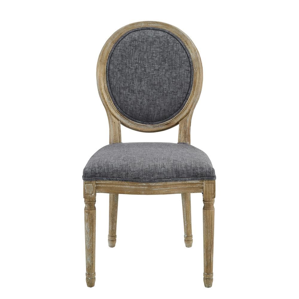 Dark Natural Brown Upholstered Oval Back Side Chair Set