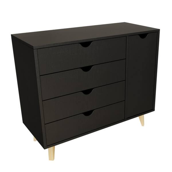 HomeRoots Valerie Black 4-Drawers 35 in. Dresser