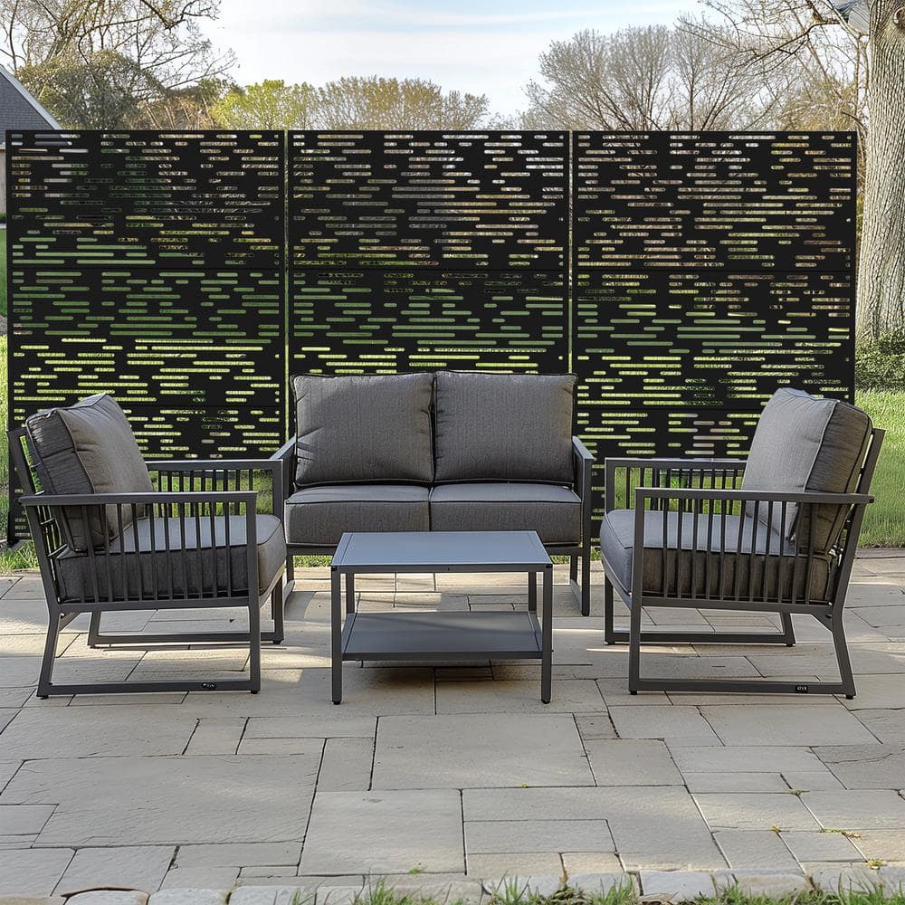 Godfrey 72 in. Galvanized Steel Garden Fence Outdoor Privacy Screen Garden Screen Panels in Black price history on PriceWatchPro