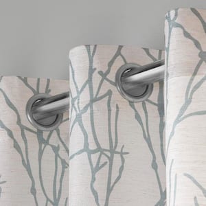 Branches Seafoam Nature Light Filtering Grommet Top Curtain, 54 in. W x 108 in. L (Set of 2)