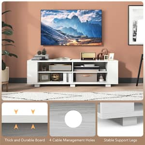 White TV Stand Fits TVs Up to 59 in. with Storage Cabinet