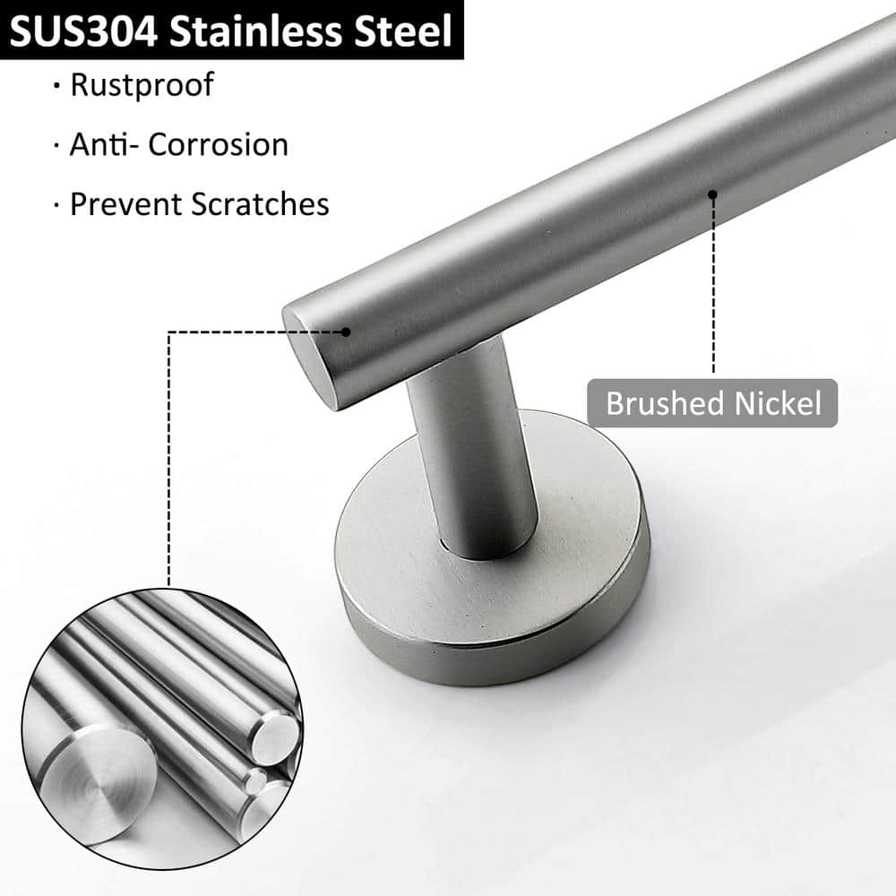 Brushed Nickel 24-Inch Stainless Steel Wall Mounted Towel Bar Set