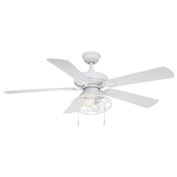 Ellard 52 in. LED Matte White Ceiling Fan with Light Kit