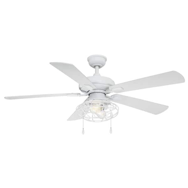 LED Matte White Ceiling Fan w/ Light Kit Home Decorators Ellard 52 in