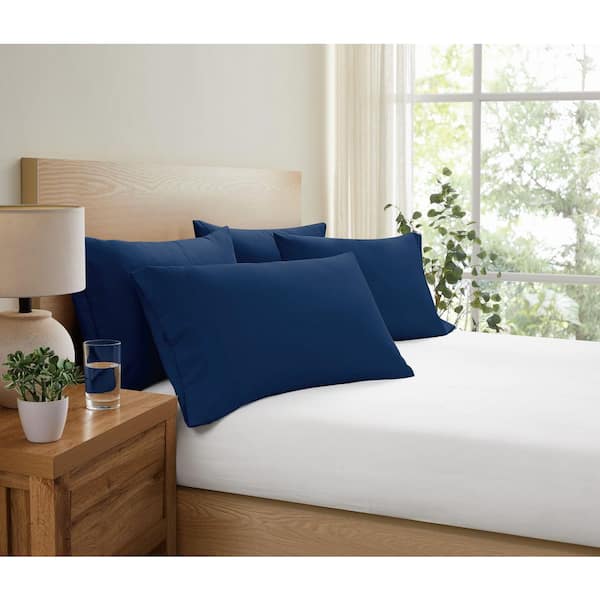Everyday Dark Blue 4 Pack Standard Microfiber Pillowcase